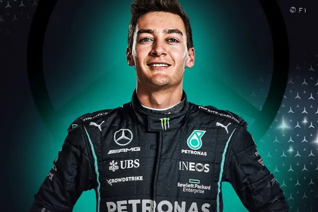 George Russell con los colores de Mercedes