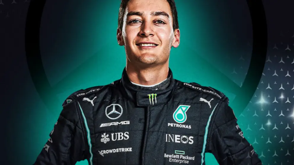 George Russell con los colores de Mercedes