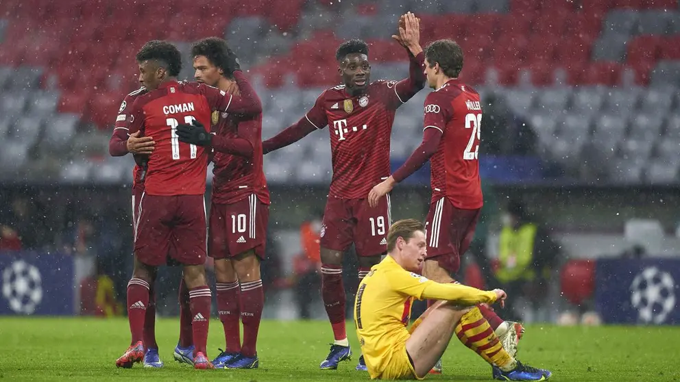 Jugadores del Bayern celebrando en el partido de ayer