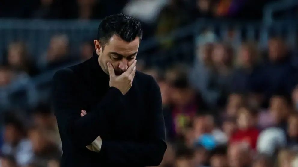 Xavi durante un partido