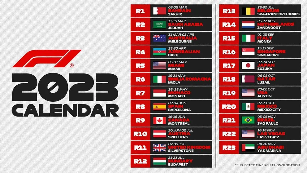 Calendario F1 2023