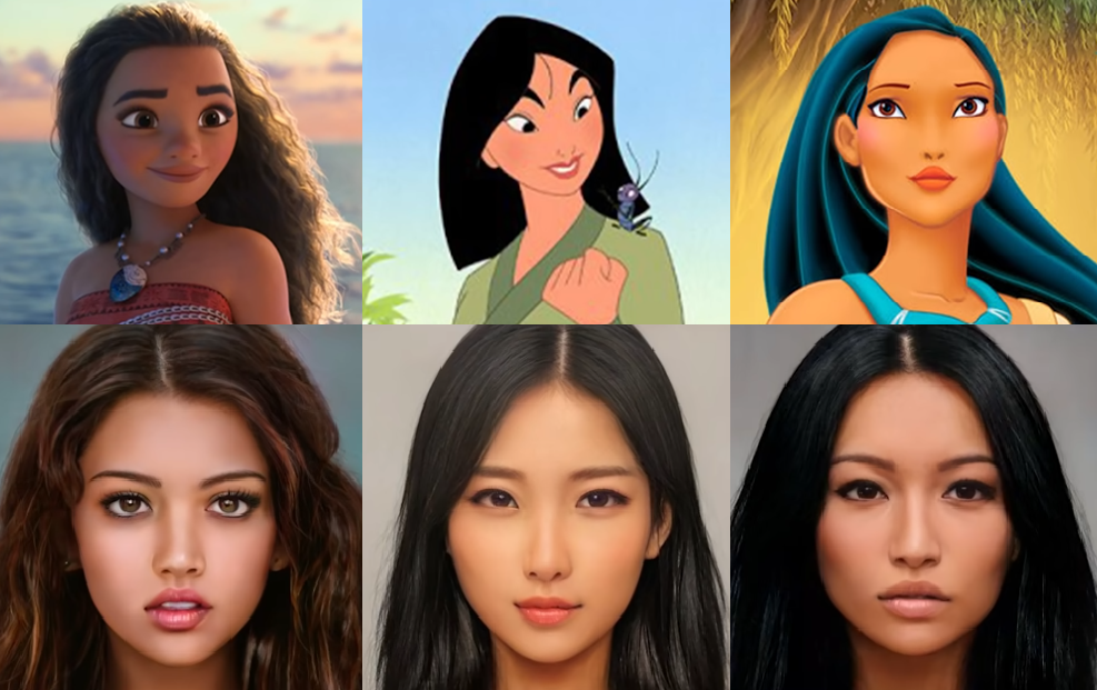 Vaiana, Mulán y Pocahontas