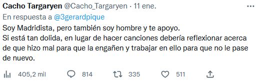 Tweet de apoyo a Piqué